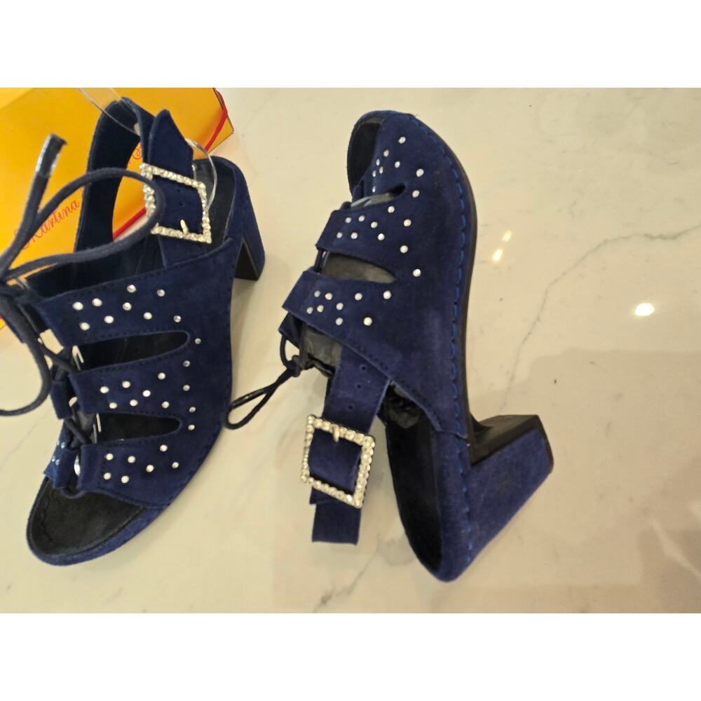 Martina and Peter H Blue Suede shoes size 37 us 6 with box - Picture 3 of 9